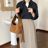 Retro Tassel Handbag Faux Suede Shoulder Crossbody Bag