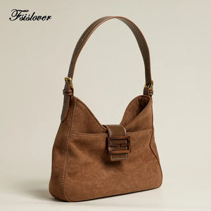 Matte Suede Women Handbags Solid Underarm Bags Female Retro Shoulder Totes Bags