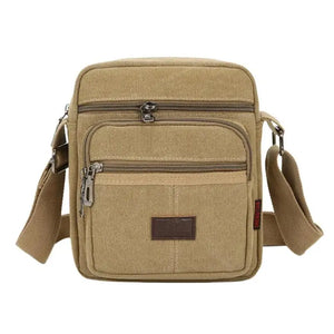 Retro Travel Men's Shoulder Bag Solid Canvas Zipper Multifunctional