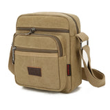 Retro Travel Men's Shoulder Bag Solid Canvas Zipper Multifunctional