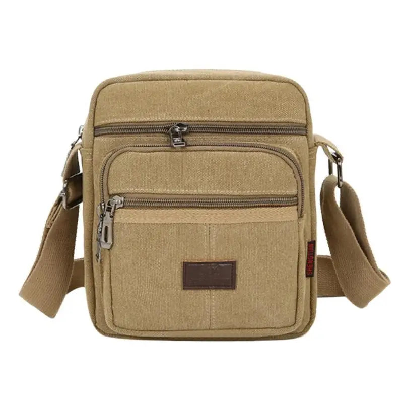 Retro Travel Men's Shoulder Bag Solid Canvas Zipper Multifunctional