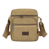 Retro Travel Men's Shoulder Bag Solid Canvas Zipper Multifunctional