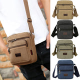 Retro Travel Men's Shoulder Bag Solid Canvas Zipper Multifunctional
