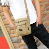 Retro Travel Men's Shoulder Bag Solid Canvas Zipper Multifunctional