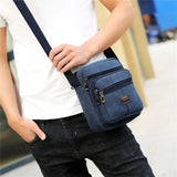 Retro Travel Men's Shoulder Bag Solid Canvas Zipper Multifunctional