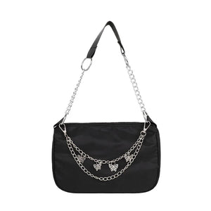 Retro Underarm Bag Clutch with Chain Nylon Shoulder Tote Handbag