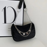 Retro Underarm Bag Clutch with Chain Nylon Shoulder Tote Handbag