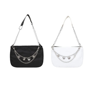 Retro Underarm Bag Clutch with Chain Nylon Shoulder Tote Handbag