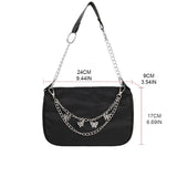 Retro Underarm Bag Clutch with Chain Nylon Shoulder Tote Handbag