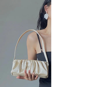 Retro Underarm Satin Folds Shoulder Bag for Woman