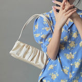 Retro Underarm Satin Folds Shoulder Bag for Woman
