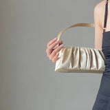 Retro Underarm Satin Folds Shoulder Bag for Woman