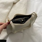 Retro Underarm Shoulder Bag Women Vintage Solid PU Soft Small Tote Bag