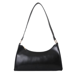 Retro Underarm Shoulder Bag Women Vintage Solid PU Soft Small Tote Bag
