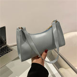 Retro Underarm Shoulder Bag Women Vintage Solid PU Soft Small Tote Bag