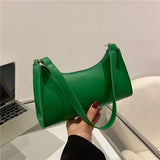 Retro Underarm Shoulder Bag Women Vintage Solid PU Soft Small Tote Bag