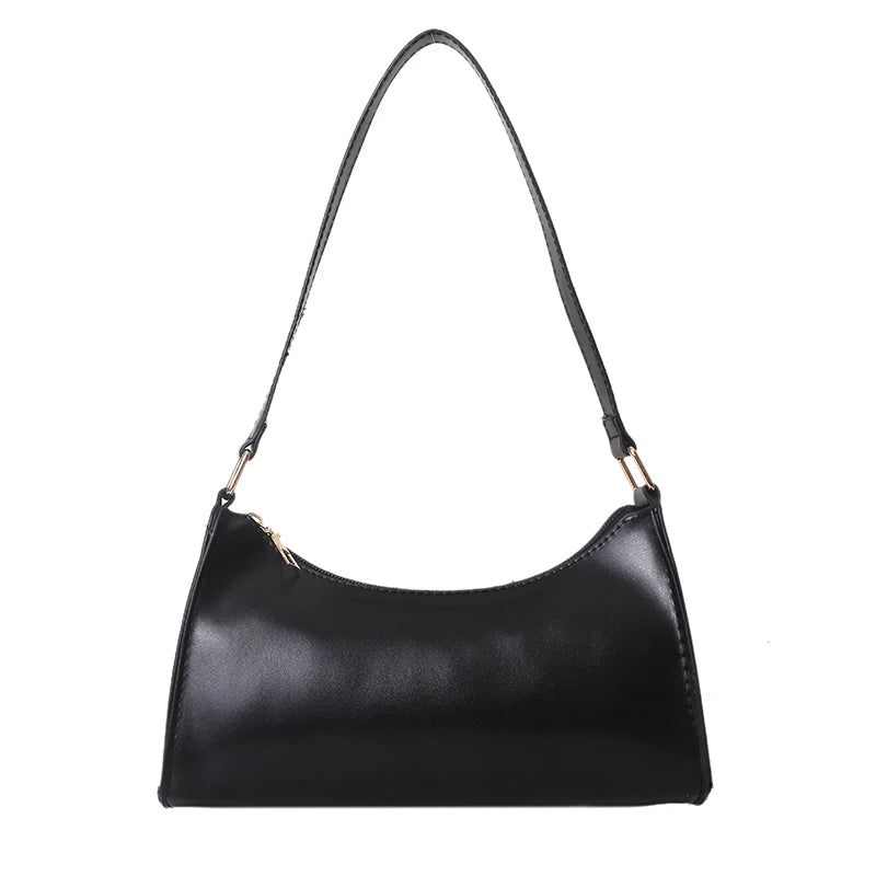 Retro Underarm Shoulder Bag Women Vintage Solid PU Soft Small Tote Bag