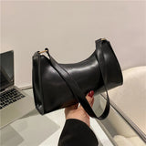 Retro Underarm Shoulder Bag Women Vintage Solid PU Soft Small Tote Bag