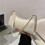 Retro Underarm Shoulder Bag Women Vintage Solid PU Soft Small Tote Bag
