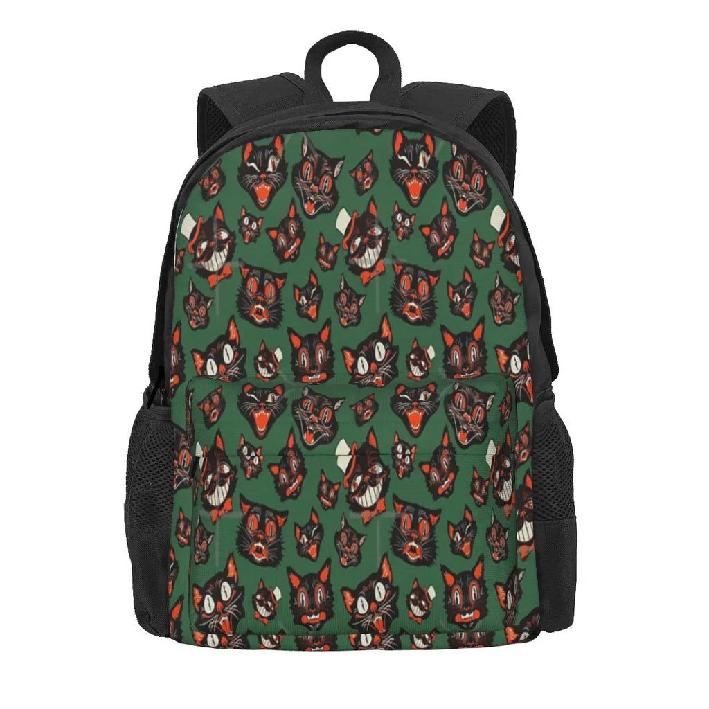 Retro Vintage Halloween Cat Backpacks Men's Backpacks Bags For Women School Bag