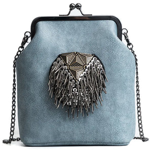 Vintage Rivet Fringe Bag Chain Women Shoulder Crossbody Bags