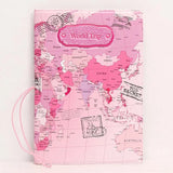 Retro Vintage Travel Map Passport Holder Multi-Function Document Set