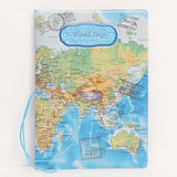 Retro Vintage Travel Map Passport Holder Multi-Function Document Set