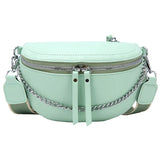 Retro PU Leather Waist Bag Chain Waist Pack Women Belt Bag