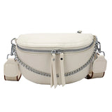 Retro PU Leather Waist Bag Chain Waist Pack Women Belt Bag