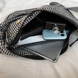 Retro Winter Houndstooth Plaid Crossbody Bag Large Capacity Casual Shoulder