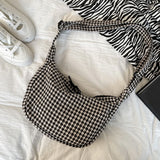 Retro Winter Houndstooth Plaid Crossbody Bag Large Capacity Casual Shoulder