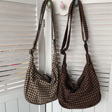 Retro Winter Houndstooth Plaid Crossbody Bag Large Capacity Casual Shoulder