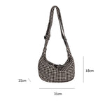 Retro Winter Houndstooth Plaid Crossbody Bag Large Capacity Casual Shoulder
