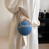 Vintage Denim Clutch Basketball Party Purse Crossbody Bag