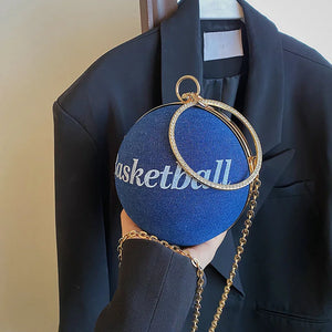Vintage Denim Clutch Basketball Party Purse Crossbody Bag
