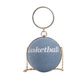 Vintage Denim Clutch Basketball Party Purse Crossbody Bag