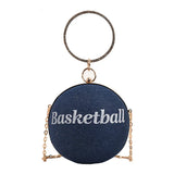 Vintage Denim Clutch Basketball Party Purse Crossbody Bag