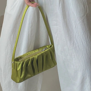 Retro Satin Folds Underarm Cloth Bag Light Wild Girl Rachel Handbag