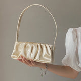Retro Satin Folds Underarm Cloth Bag Light Wild Girl Rachel Handbag