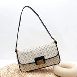 Retro Women Bags Print Strap Female Handbags Pu Leather Crossbody Messenger Bag