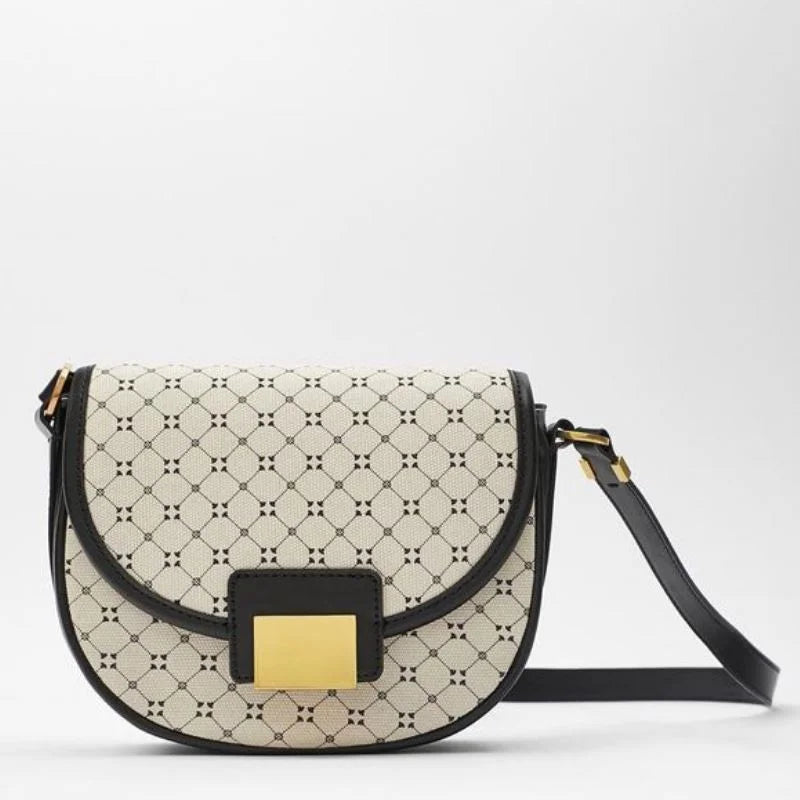 Retro Women Bags Print Strap Female Handbags Pu Leather Crossbody Messenger Bag