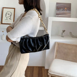 Vintage Women Shoulder Bag with Thick Chain Leather - Retro Style