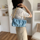 Vintage Women Shoulder Bag with Thick Chain Leather - Retro Style