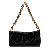 Vintage Women Shoulder Bag with Thick Chain Leather - Retro Style