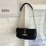 Retro Women Chain Shoulder Bag Small PU Leather Underarm Bag Female
