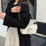 Retro Women Chain Shoulder Bag Small PU Leather Underarm Bag Female