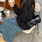 Retro Women Chain Shoulder Bag Small PU Leather Underarm Bag Female