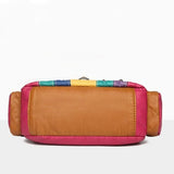 Retro Women Contrast Bag Stitching for Daily Shopping Travel Shoulder Tote
