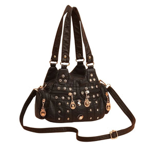 Retro Women Contrast Bag Stitching for Daily Shopping Travel Shoulder Tote