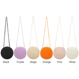 Retro Women Crossbody Bag Casual Straw Woven Round Chain Purse
